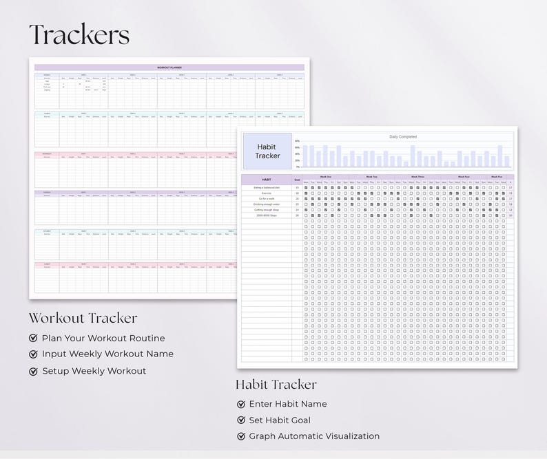 Fitness Tracker Spreadsheet | Google Sheets & Excel | Health & Wellness
